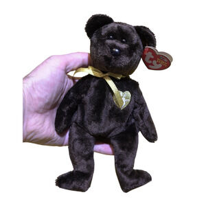 VTG TY Beanie Babies 2003 Signature Bear Brown Gold MWMT Retired Collectible